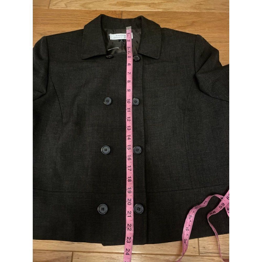 Tahari, Women's Basic Black Double Button Front C… - image 6